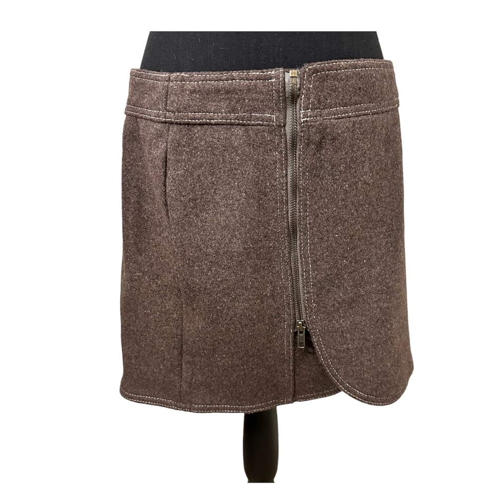Purnell  Wool Blend Zippered Brown Mini Skirt Size 4